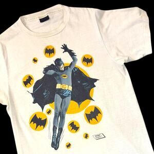 Vtg 80s Batman T-Shirt Size Large White Adam West Changes Tee Cotton White DC